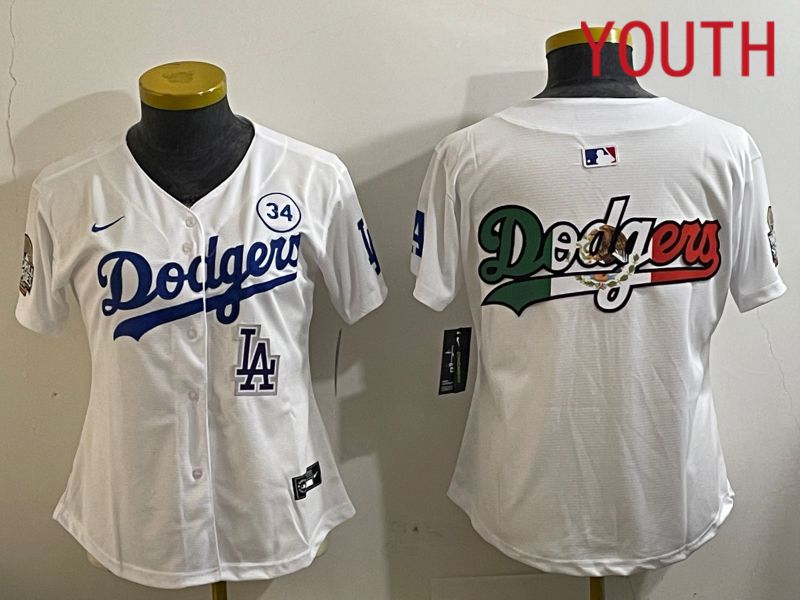 Youth Los Angeles Dodgers Blank White Game 2024 Nike MLB Jersey style 11213